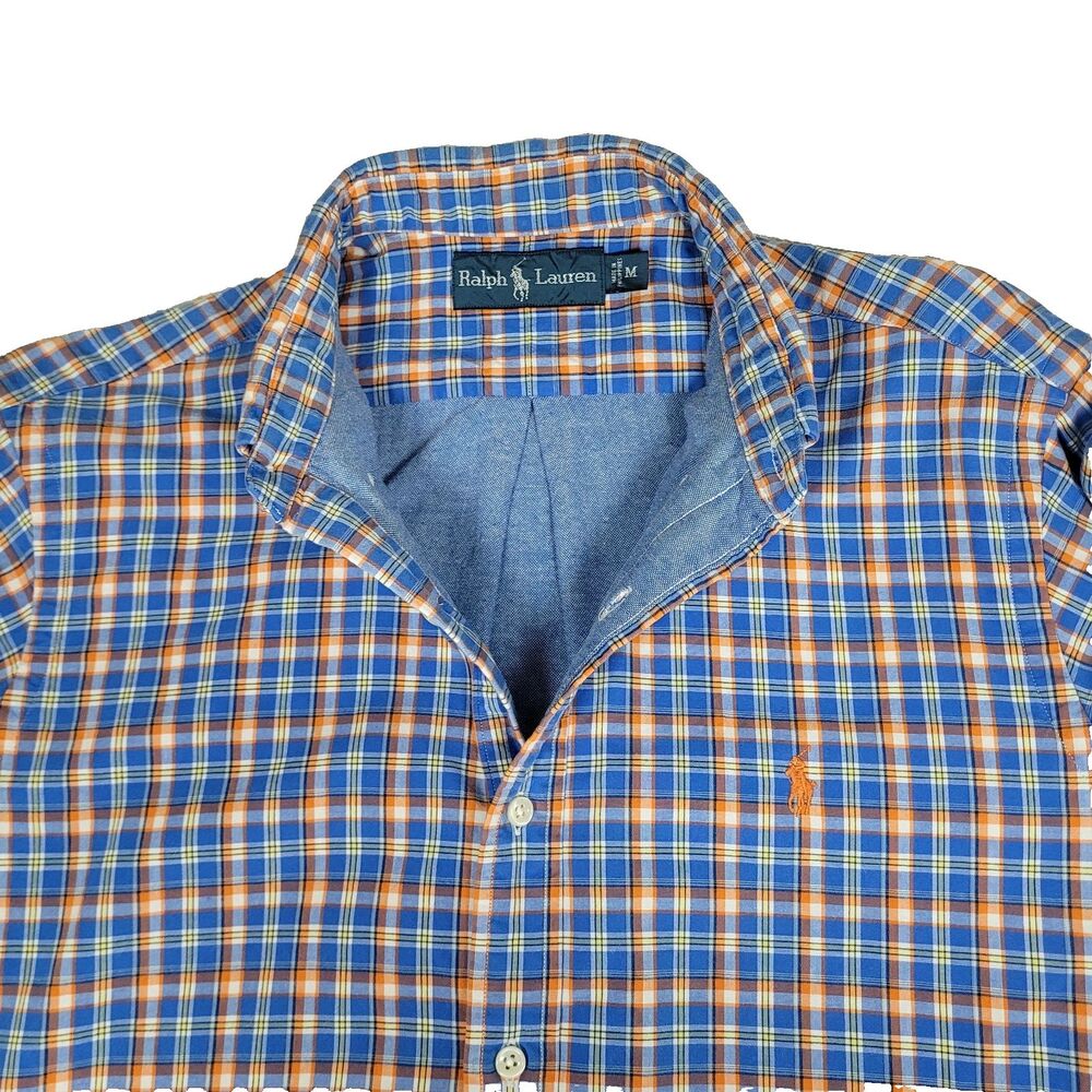 Vintage Ralph Lauren Heavy Weight Lined Long Sleeve Shirt Medium Blue Check